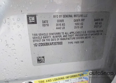 2010 Chevrolet Malibu Lt z USA, uszkodzony, nr VIN 1G1ZD5EBXAF207800